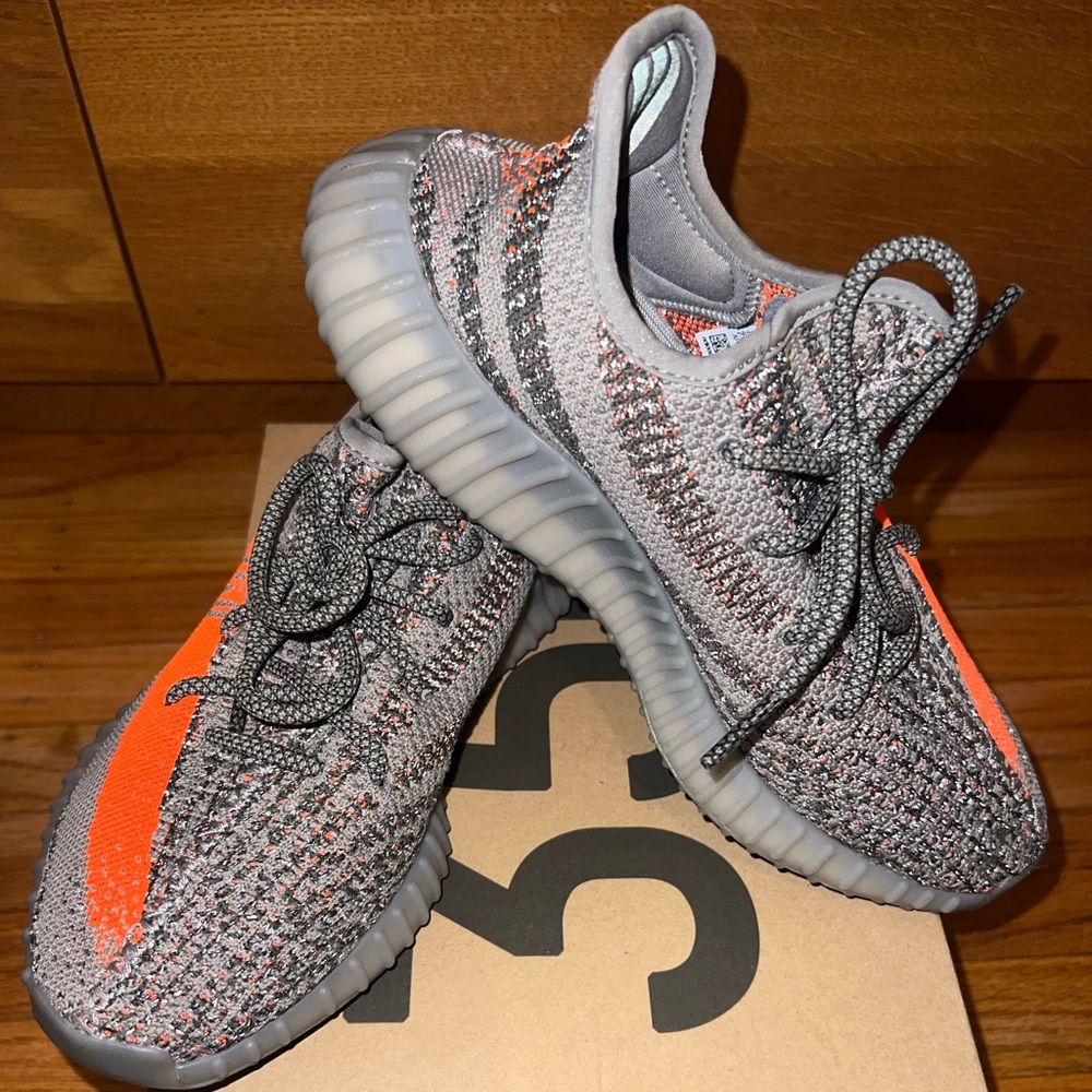 Adidas Orange and Gray Sneakers with Primeknit Upper - Picture 5 of 6